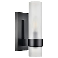 Linea di Liara Teramo Farmhouse Matte Black Modern Bathroom Wall Lights for Hallway and Bedroom Wall Sconce Lighting Fixture - Frosted Glass Shade