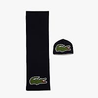 Lacoste Men's Embroidered Croc Hat and Scarf Set, ABIMES