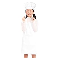 Kids Apron Chef Hat Set for Boys and Girls Adjustable Neck Strap Hook and Loop Fastener Design Waistband for Baking