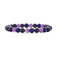 Bling Jewelry Natural Multi Color Semi Precious Gemstone Round Bead 8MM Strand Stackable Stretch Bracelet For Women Men Teen Unisex