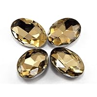 The Design Cart Golden/Light Colorado Topaz (LCT) Oval Shaped Glass Stone (3 mm x 5 mm) (1 Gross) - for Embellishing Apparels, Handbags, Art and Craft