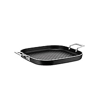 Alessi AJM304 B Pots&Pans Grill pan in Aluminium with Non-Stick Interior, One Size, Black