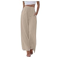 Palazzo Pant for Women Summer Beach Pants Flowy Loose Fit Casual Lounge Pajama Yoga Pant with Pocket Wide Leg Pants