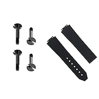 Ewatchparts 21MM RUBBER WATCH BAND LINE STRAP CLASP COMPATIBLE WITH HUBLOT WATCH + 4 H BLACK SCREW BLACK