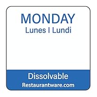 Restaurantware RW Smart 1 Inch x 1 Inch Food Rotation Labels 500 Dissolvable Food Safety Labels - Premium Trilingual Blue Paper Day Of The Week Labels For Food Storage Or Prep Monday