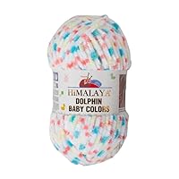 2 Pack/Skeins Himalaya Dolphin Baby Colors, Each Skein 100 Gr/3,5 oz, 120 mt/ 132 yd, Super Bulky Yarn, Blanket Yarn, Velvet Yarn, Knitting Yarn, Amigurumi Yarn, Baby Yarn (80415)