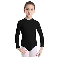 TiaoBug Kids Girls Classic Long Sleeves Gymnastics Leotard Mock Neck Ballet Dance Bodysuit Dancewear Activewear