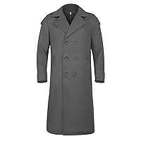 Men's Full Length Winter Trench Coat Double Breasted Wool Blend Long Windbreaker Notch Lapel Peacoat Overcoat