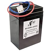 6V 4.5Ah SLA Battery - BG-645F1 with Wire Leads and A800ec Connector - BG-645F1WL (Rechargeable) - Qty of 1
