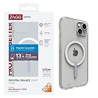ZAGG Gear4 Crystal Palace Snap Case - Clear iPhone Case, D30 Drop Protection (13ft/4m), Anti-Yellowing Properties, Edge-to-Edge Protection, Magsafe Compatible iPhone 14 Case