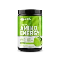 Optimum Nutrition Amino Energy Pre Workout with Green Tea, BCAA, Amino Acids, 30 Servings - Juicy Strawberry Burst and Green Apple Flavors