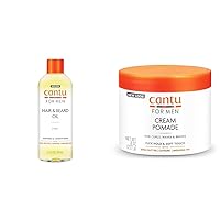 Cantu Men's Hair & Beard Oil 3.4 fl oz + Cream Pomade Flex Hold 8 oz (Packaging May Vary)