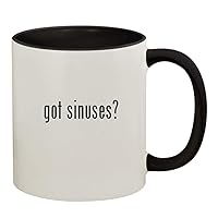 got sinuses? - 11oz Ceramic Colored Handle and Inside Coffee Mug Cup, Black