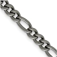 Chisel Titanium Polished 7mm 60 Centimeters Figaro Chain Necklace Jewelry for Women - Length Options: 51 56 61