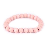 TheBeadChest Wood Stretch Bracelet, Pink - Stackable Beaded Jewelry, Unisex for Men & Women
