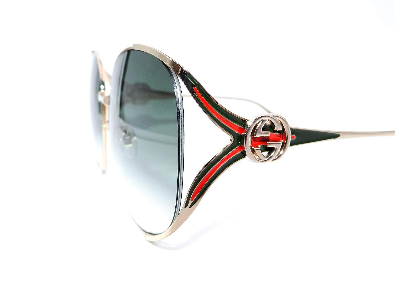 Gucci GG0225S 003 Gold/Green GG0225S Round Sunglasses Lens Category 2 Size 63