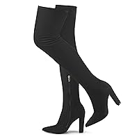 Women's Winter Over The Knee Boots Chunky Heels Thigh High Boots Block Heeled Stretch Suede Sexy High Heel Knee High Boots Side Zipper Long Boots