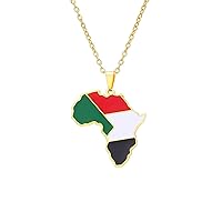 Fashion Republic of The Sudan Flag Pendant Necklace Women Men Jewelry Hip-Hop Africa Map Pendant Necklace Student SWE