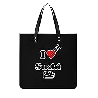 I Love Sushi PU Leather Tote Bag Top Handle Satchel Handbags Shoulder Bags for Women Men