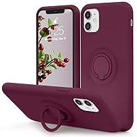 MOCCA for iPhone 11 Case with Ring Kickstand | Super Soft Microfiber Lining | Anti-Scratch Liquid Silicone Shock-Absorbing Case for iPhone 11 - WineRed