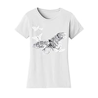 Womens Colorful Butterfly Solar Changing Short-Sleeve T-Shirt