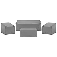 Crosley Furniture MO75043-GY Heavy Gauge Reinforced Vinyl 4-Piece Outdoor Furniture Cover Set (2 Chairs, 1 Sofa, & 1 Coffee Table), Gray