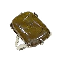 Jasper Cabochon Gemstone 925 Sterling Silver Plated Fashion Ring for Women & Men Traditionally Handmade by Artisan