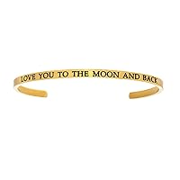 Intuitions Stainless Steel Yellow Finish love You To the Moon and Back Cuff Bangle