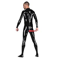 Latex Catsuit with Anus Condom with Socks Back Zipper for Men Tight Rubber Bodysuit Jumpsuit Party Wear
