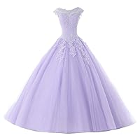 Ball Gown Quinceanera Dresses Tulle Long Prom Party Gowns Sweet 16 Formal Dress Lilac US 14