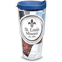 Tervis Missouri - St. Louis Collage Tumbler with Wrap and Blue Lid 24oz, Clear