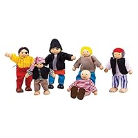 Bigjigs Toys Heritage Playset Wooden Pirate Figures - 6 Pirate Wooden Dolls, Quality Pirate Ship Accessories, Unique Pirate Ship Toys for Kids, Dolls House People