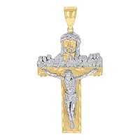 10k Two tone Gold Mens Jesus Last Supper Crucifix Cross Religious Charm Pendant Necklace Measures 78.1x40.2 Jewelry Gifts for Men