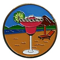 Margarita (Pink) on the Beach Golf Ball Marker with Crystals and Matching Hat Clip