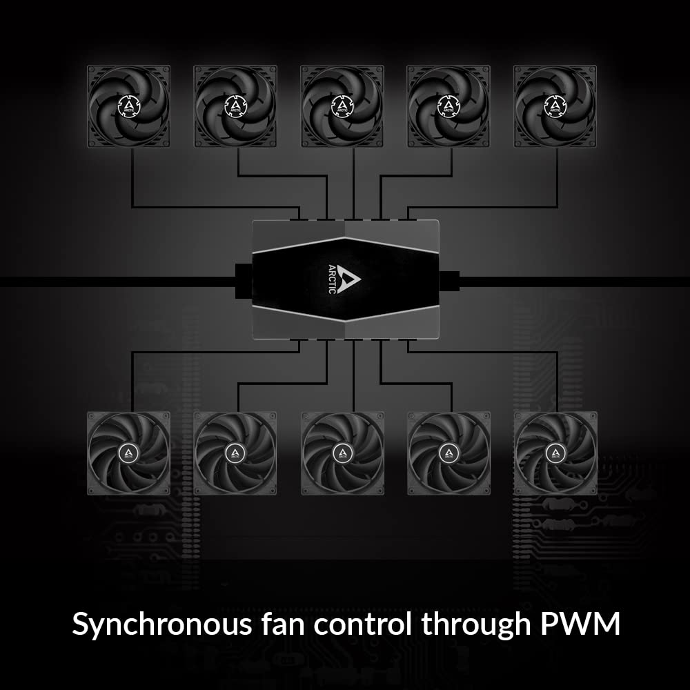 ARCTIC Case Fan Hub - 10-fold PWM Fan Distributor with SATA Power - Black