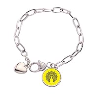 Blessing Meditation Sitting Flower Wheel Heart Chain Bracelet Jewelry Charm Fashion