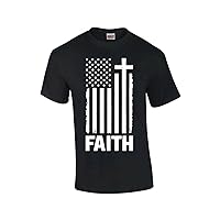 Faith Cross American Flag Christian Short Sleeve T-Shirt Graphic Tee