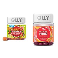 OLLY Multi + Probiotic Adult Multivitamin Gummy, 1 Billion CFUs, Digestive and Immune Support & Heavenly Hair Gummy, Supports Healthy Hair, Keratin, Biotin, AMLA, Chewable Supplement, 30 Day