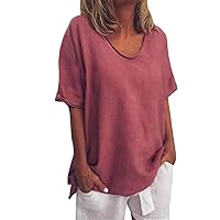 Women Casual Summer Solid O-Neck Short Sleeves Plus Size Top T-Shirt Blouse
