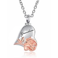 Rose Flower Cremation Urn Necklace for Human Pet Ashes Heart Love Memorial Locket Keepsake Pendant Jewelry