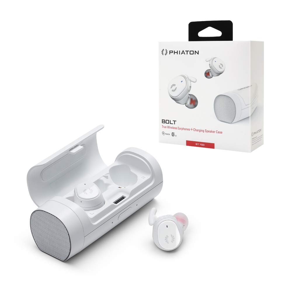 Phiaton Bolt BT 700 True Wireless Earbuds with Built in Speaker Case – Noise Reduction Bluetooth Earphones with Stereo Sound, Deep Bass and MEMS mi...