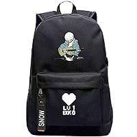Undertale Game Cosplay Backpack Casual Daypack Travel Hiking Carry on Bags with USB Charging Port Black