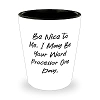 Epic Word processor Gifts, Be Nice to Me. I, Funny Birthday Shot Glass Gifts Idea For Coworkers, Word processor Gifts From Boss, Funny word processor shot glass gift ideas, Unique word processor shot