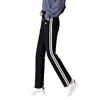 Muxuryee Women’s Jersey Jogger Pants, Side Stripe, Sportswear, Sweatpants, Casual