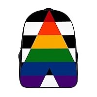 Black White Stripe Gay Pride Flag Laptop Backpack with Multi-Pockets Waterproof Carry On Backpack for Work Shopping Unisex 16 Inch, 202402277