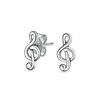 Classic Musical Treble G Clef Note Brooch Pin, Stud Earrings, Necklace For Musician Women Teen Teacher Student .925 Sterling Silver
