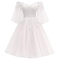 Women's Off Shoulder Appliques Half Sleeves Prom Dress Short Homecoming Dresses Bridesmaid Gown