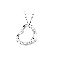 Tuscany Silver Women's Sterling Silver Plain Open Heart on Curb Chain of 46cm/18