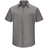 Red Kap Big Men's Short Sleeve Work Shirt with Mimix, Gray, X-Large/Tall