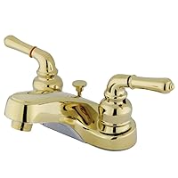 Kingston Brass KB252B 4-Inch Magellan Twin Lever Handle Centerset Lavatory Faucet, Polished Brass
